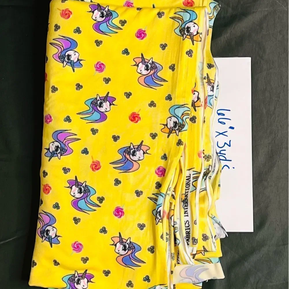 SFI Yellow Unicorn‎ Heads 2-way Stretch Brushed Jersey Knit Fabric 66